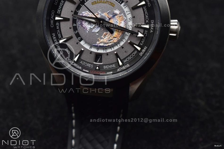 43mm VSF Edition A8938 Terra GMT Aqua Bracelet Worldtimer 1:1 Super on Best Clone SS Titanium 1217